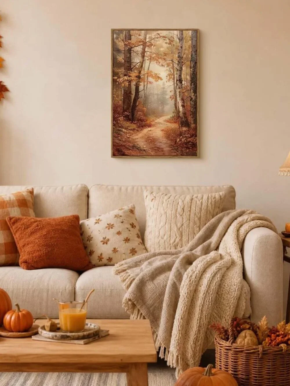Autumn Forest Canvas Wall Art 16x24 - Rustic Fall Landscape Decor for Home